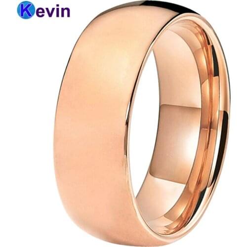 Rose Gold Men Women Ring Tungsten Wedding Band High Polish 6MM 8MM Available Comfort Fit