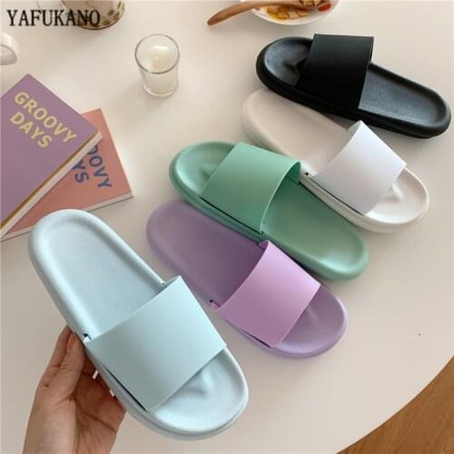 Simple Fashion Women Slippers Thick-Sole Couples Indoor Home Bathroom Non-Slip Soft Slides Girl Cute Sandals Large Size 43 44 45