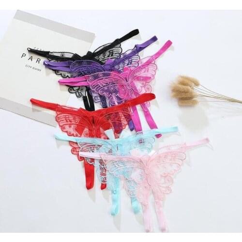 Sexy Lingerie Womens Underwear Butterfly G-string Underpants Thongs Sex Embroidery erotic Sexy Crotchless Open Crotch Panties