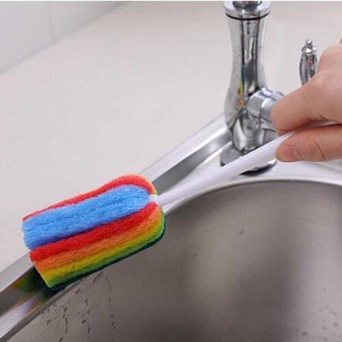 Detachable Water Bottle Cup Mug Glass Washing Sponge Cleaning Brush Scrubber With Handle Cleaning Utensils Brush Glass
