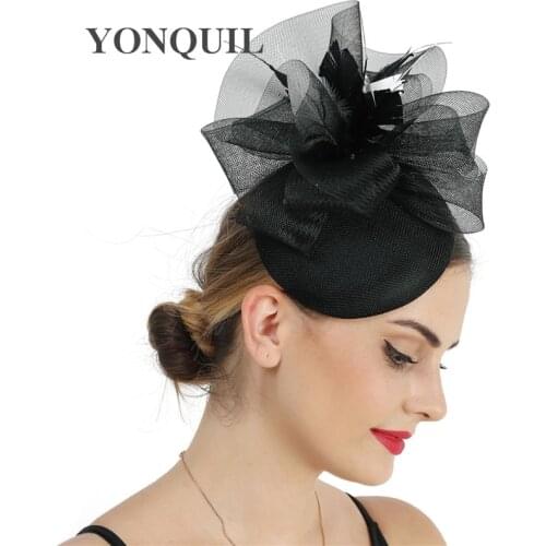 Fashion Black Wedding Millinery Cap Women Mesh Fascinator Hats Mesh Hair Clip Elegant Bride Wedding Headwear Hairpin With Bow