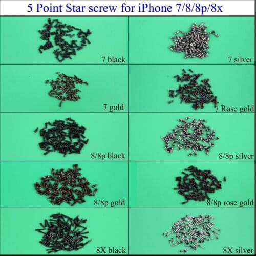 YuXi Screws Full Screw Set for iPhone 7/8/8p/8X Repair bolt Complete Kit Replacement Repair Parts for iPhone Charging screw
