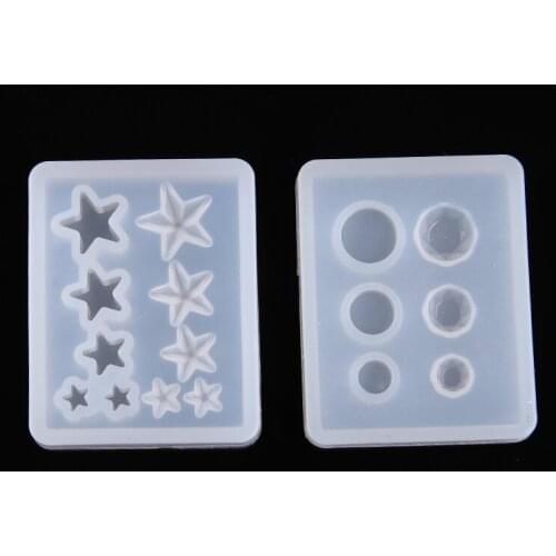 New 2pcs Resin Silicone Mold Star Round Diamond Ring Earring Pendant Epoxy Mold For Make Interesting Curtains