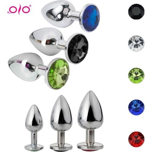 OLO Anal Plug Sex Toys For Couple Adults Stainless Smooth Steel Dildo Butt Plug Tail Crystal Jewelry Trainer SHAKI Sex Products