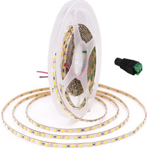 12v 4mm PCB LED Strip Light SMD 2835 LED Tape With DC Connector 5m 120LED/m DC12V White Warm Natural Flexible Strip Lamp String
