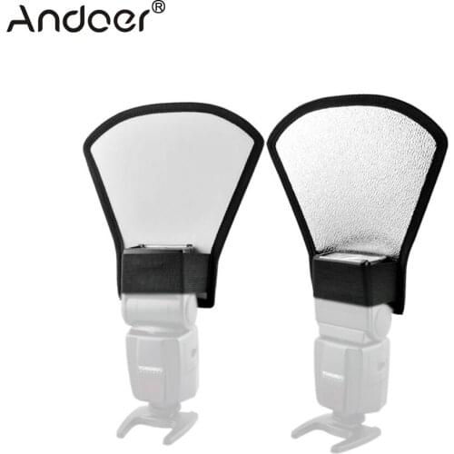 Andoer Universal Flash Diffuser Softbox Silver/White Reflector for Canon Nikon Pentax Yongnuo Speedlite Photo Studio Accessories