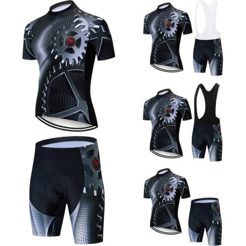 Cycling Jersey Set Quick Dry Elastic Mesh Fabric Short Sleeve Bike Shirts Breathable Summer breathable Bike Clothing Set for Men