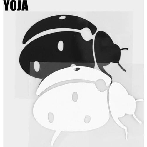 YOJA 14.3×10.6CM Cartoon Animals Fashion Lady Beetle Vinyl Decal Car Stickers Black/Silver 19C-0430