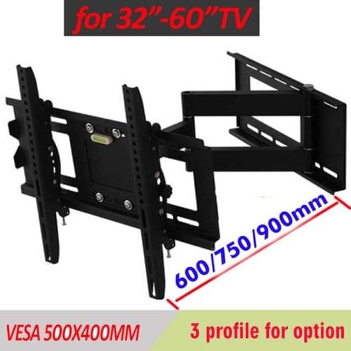 DL-WA-102CT 60KG 55" 42" 3 arms retractable FULL motion lcd wall mounted bracket 60KG strong lcd 180 degree rotating tv rack