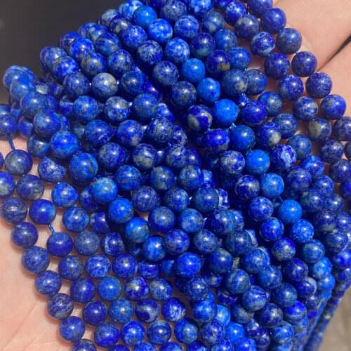 High Quality Natural Stone Blue Lapis Lazuli Beads 4-12mm Round Loose Stone Beads For Jewelry Making DIY Bracelet Necklace 15