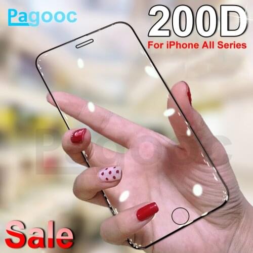 200D Full Curved Protective Tempered Glass On The For iPhone 6S 6 7 8 Plus X XS Glass XR 11Pro Xs Max Screen Protector Film Case