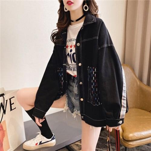 Korean Style Loose Casual Denim Jacket Women 2020 Spring Autumn New Harajuku Wild Long-sleeved Women Coats and Jackets