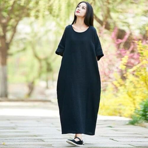 Summer Bohemian Sundress 2020 Women Party Long Dress Casual Vintage batwing Sleeve cotton linen dress plus size Robe Vestido