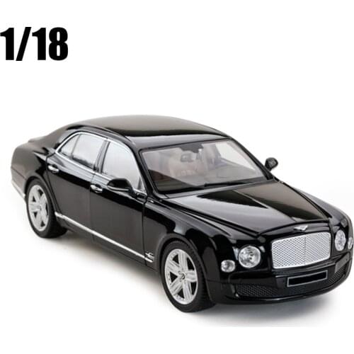 1:18 Mulsanne Alloy Diecast Model Car Gold Black For Adult Gifts Original Box Collection Free Shipping