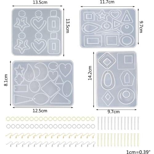 1 Set Crystal Epoxy Resin Mold Earring Pendant Casting Silicone Mould Handmade DIY Crafts Jewelry Making Tools W0YA