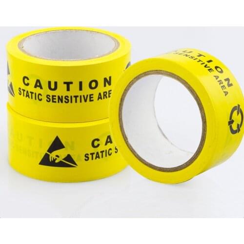 1 roll Adhesive ESD Caution Tape Chinese and English Print ESD Area Warning Tape for Cleanroom Floor Workshop Lab