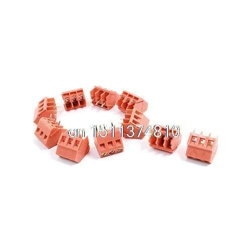 10 Pcs 5mm Pitch 3 Ways Screw Terminal Block Connector 300V 10A