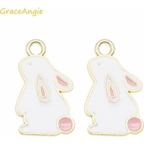 10pcs Enamel Charms Animals Rabbit Pendant for necklace earrings diy fashion child handmade bracelet Anklet keychain Accessories
