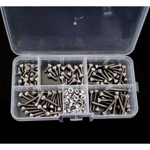 170pcs M3 Stainless Steel Hex Socket Head Cap Screws Nuts Assortment Kit with Box