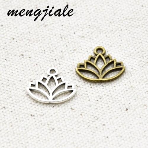30pcs Vintage Alloy Metal Lotus Flower Charms Pendant Fit DIY Bracelet Necklace Jewelry Findings