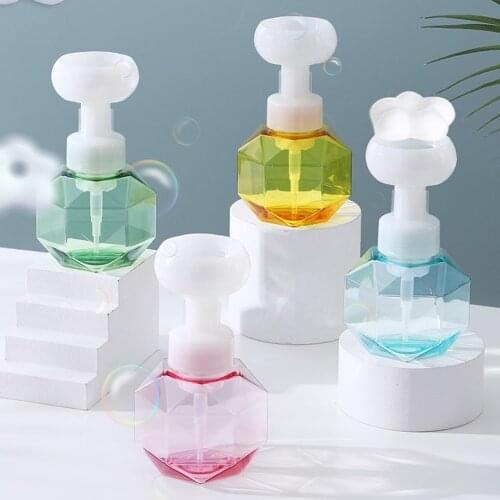 300ml Liquid Soap Dispenser Flower Shape Foam Foaming Pump Empty Bottle Plastic Clear Bottle Shower Gel Foam Pump Bottle