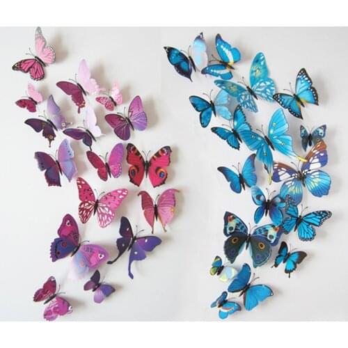 3D PVC Butterfly Wall Stickers Home Decor Butterfly Wall Decals For Kids Room TV Wall Stickers Kitchen Kids Wall Sticker Flower