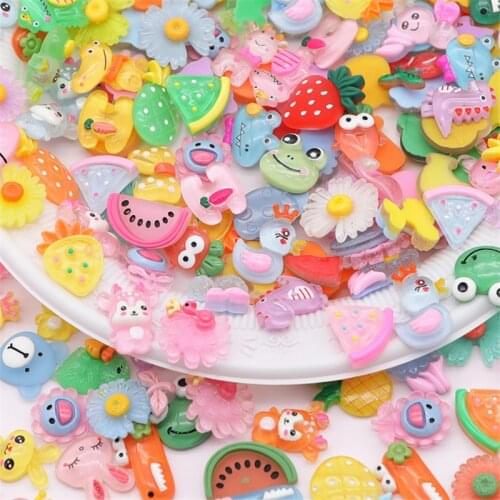 40pcs Mixed Cartoon pattern Flatback Resin Miniatures DIY Craft Phone Shell Patch Arts Girls Hair Accessories Ornament Materials
