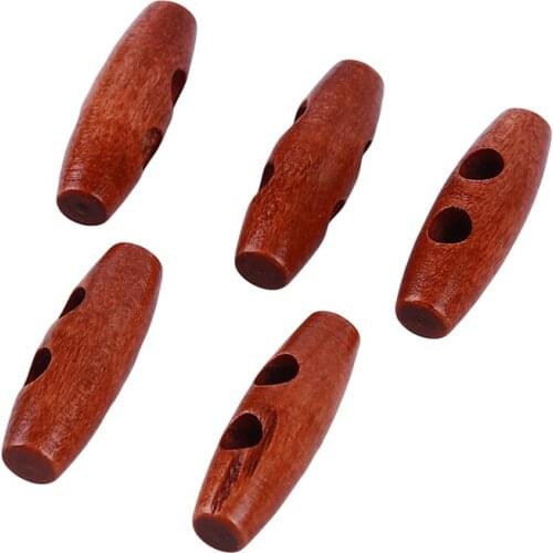 50pcs/lot Wood Sewing Horn Toggle Buttons 2 Holes Craft Buttons Coat Clothes Accessories