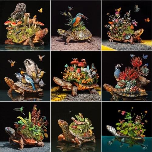 5D Diamond Painting Cross Stitch Embroidery Animal Picture Tortoise Full Square Round Drill Mosaic Crystal Craft Art Paintings