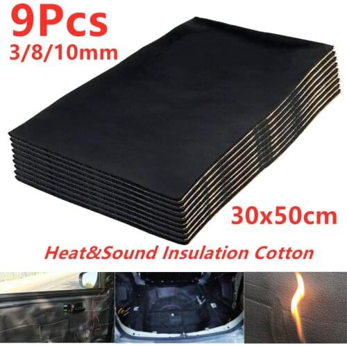 9Pcs 30x50cm 3/8/10MM Car Sound Proof Deadening Firewall For Truck Door Engine Anti-Noise Insulation Cotton Heat Foam Stickers