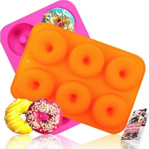 6-Cavity Nonstick Silicone Donut Baking Pan Donut Maker Mould Cake Making Tools Decoration Tools Jelly Candy 3D Mold