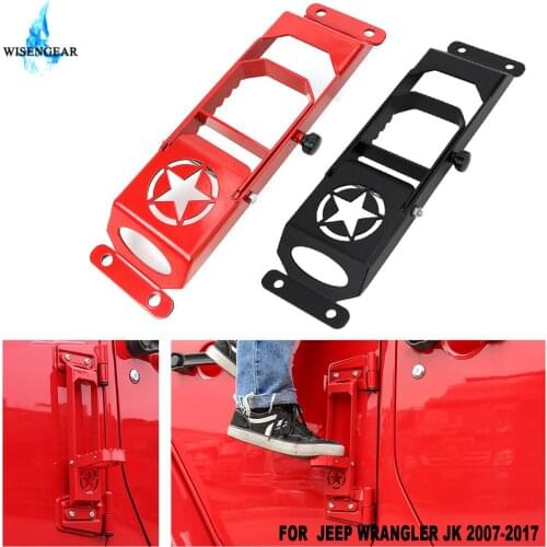 WISENGEAR Car Door Foot Pedal Climbing Hinge Foot Rest Plate Exterior Car Door Steps Foot Pegs For Jeep Wrangler JK 2007-2017