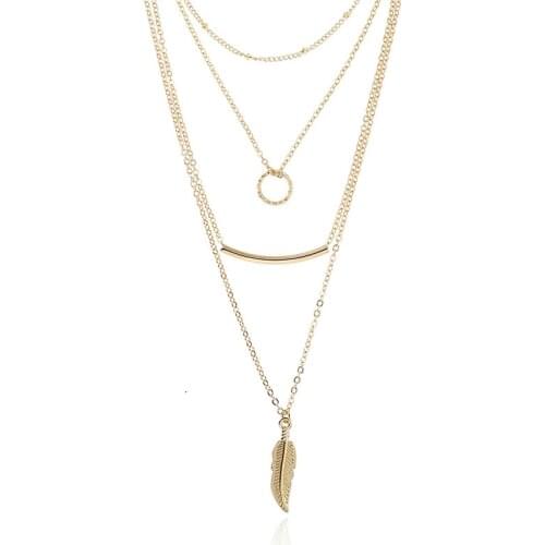 2020 Bohemian Leaves Chain Necklaces Pendants for Women Vintage Multi Layer Jewelry Collar gold chain statement necklace