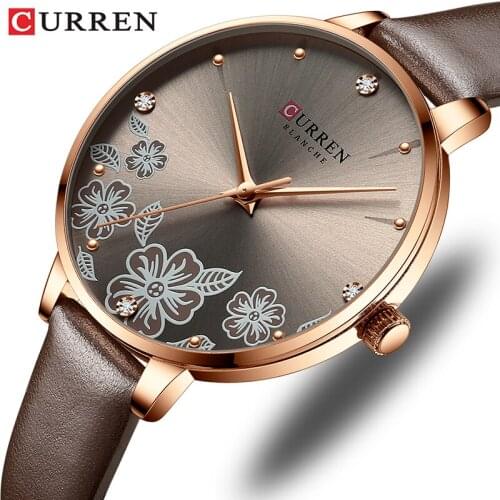 CURREN Women Watches Top Brand Luxury Leather Strap Wristwatch for Women Rose Girl Clock Stylish Quartz Ladies Watch