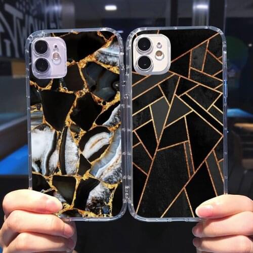 Colorful Balck Gold Marble Pattern Phone Case Transparent for iPhone 6 7 8 11 12 s mini pro X XS XR MAX Plus cover funda shell