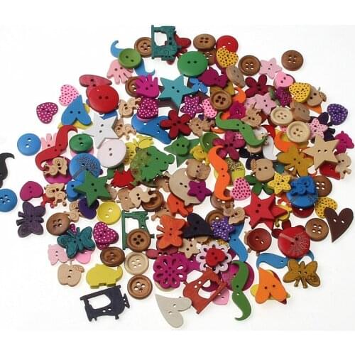 20/50/100pcs Mix 2/4 Holes Multicolor Wood Sewing Buttons For Clothes Scrapbooking Decoration Botones Needlework DIY Accessories