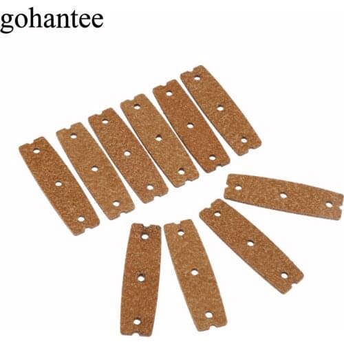 Gohantee Brown 10pcs Slingshots Pouches Microfiber Leather with Center Hole for Outdoor Hunting Catapults 60mm x 18mm x 15mm