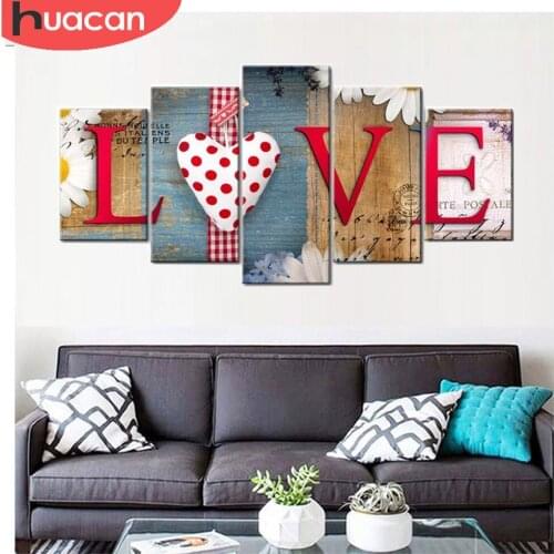 HUACAN Diamond Painting Love Multi-picture Combination Diamond Embroidery Home Decor Cartoon Full Square Picture Of Rhinestones