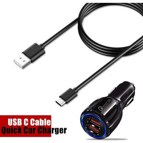 USB C Cable With QC 3.0 Fast Charging Car Charger For One Plus 8 7t Pro Lenovo Z6 Pro K10 Plus A6 note K6 LG Harmony 4 Q61 Q51