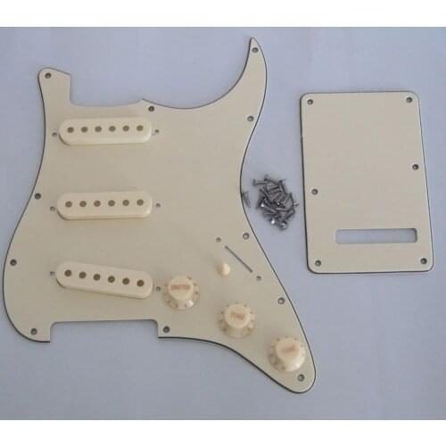 KAISH Aged White ST SSS Pickguard with Aged White Pickup Covers Knobs Tip