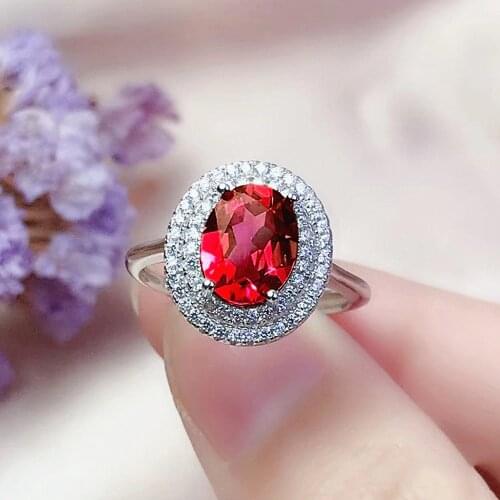 Classical red crystal ruby gemstones bling zircon diamonds rings for women white gold silver color jewerly bijoux bague gifts