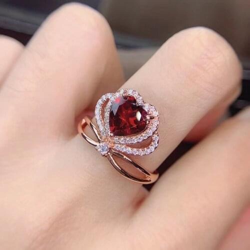 Natural Garnet Ring For Women Circle 925 Sterling Silver Fine Jewelry Anniversary Real Garnet Gemstones Hot Sale Certifacate