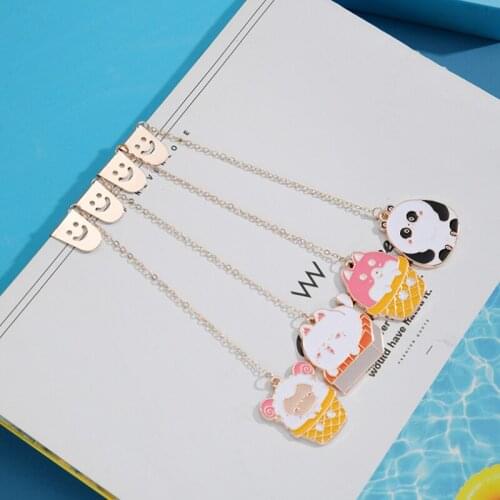 2pc Kawaii Panda Animal Bookmark Decoration DIY Zinc Alloy Accessories Book Mark Page Folder Office School Supplies Stationery