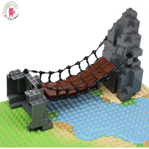 MOC Construction Figures City Building Blocks Chain Bridge Suspension Bridge Mountain Assemble Toy Compatible DIY Model Bricks