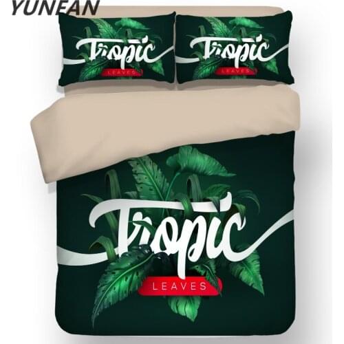 Summer cool Green Banana Leaf Bedding Set High-definition Print Quilt Cover for US AU EU King Queen twin Double Size bedclothes