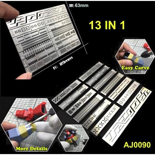 Gundam Model Tool Stainless Steel 13 IN 1 Full Detail Transformation Engraved Auxiliary Split Ruler AJ0090