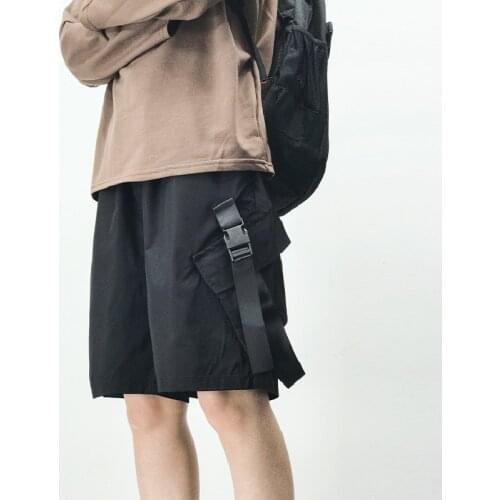 Fashion Casual Shorts Men Simple Solid Color Ribbons Pockets Cargo Pants Shorts for Male Soild Daily Home Sport Fitness Outdoor