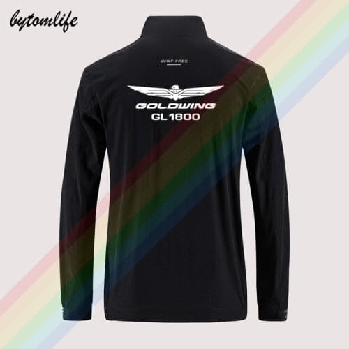 Honda Goldwing GL1800 Motorcycle Slim Sport Jacket Mens Street Windbreaker Zipper Thin Jacket Back Printing Jacket Asian Size