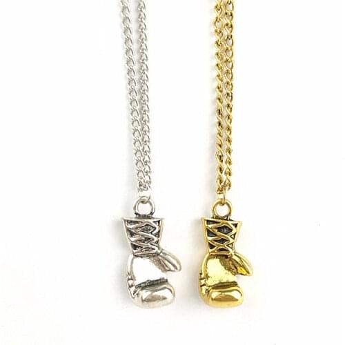 Stainless Steel Men Pendant Necklace Mini Boxing Glove Charm Fitness Gym Necklace Vintage Men Hip Hop Jewelry Boyfriend Gifts