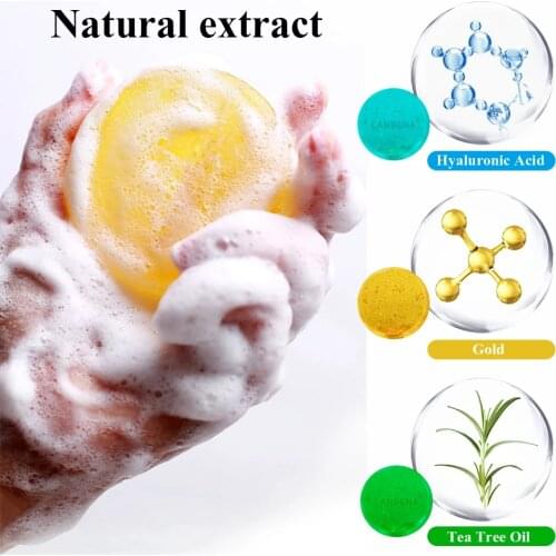 24K Gold Handmade Soap Remove Pimple Pores Acne Treatment Moisturizing Brighten Face Body Washing Soap Skin Care Cleaning Tool